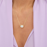 18K Yellow Gold Overlay 'She's A Boss' Cubic Zirconia Solitaire Necklace