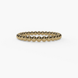14K Yellow Gold Beaded Bubble Stackable Wedding Band