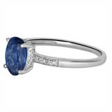 September Birthstone Rings: 14K White Gold Diamond And Sapphire Ring