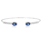 14K White Gold Tanzanites Cuff Bracelet