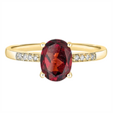 January Birthstone Rings: 14K Yellow Gold Diamond And Garnet Ring