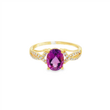 14K Yellow Gold Oval Amethyst Classic Ring