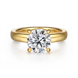 14K Yellow Gold 'Neema' Wide Band Round Natural Diamonds Engagement Ring
