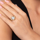 14K Two-Tone 'Gail' Split Shank Oval Natural Diamonds Engagement Ring