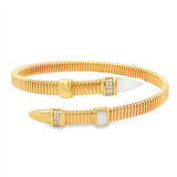 14K Yellow Gold Mother Of Pearls And Diamond Flex Bracelet
