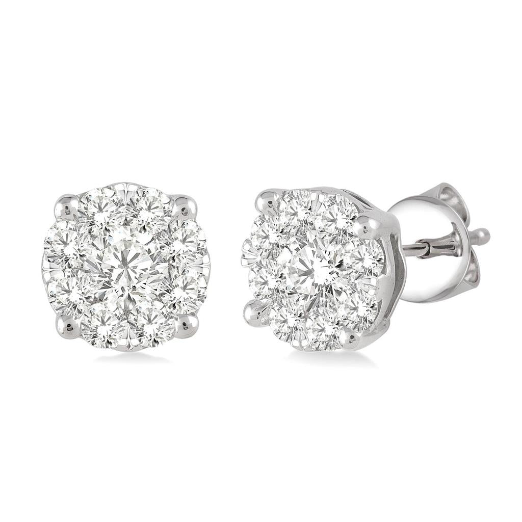 14K White Gold ‘Lovebright’ Diamond Cluster Earrings