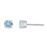 March Birthstone 14K White Gold Aquamarine Stud Earrings