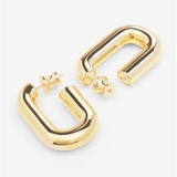 18K Yellow Gold Overlay 'Frankie' Oval Tube Medium Hoops