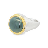 JT ESTATE Yellow Gold Plated Hematite Solitaire Ring