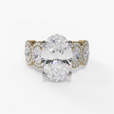14K Yellow And White Gold Seven Stone Oval Natural Diamonds Engagement Ring
