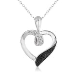 Sterling Silver Natural Diamonds Heart Pendant
