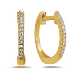 14K Yellow Gold 12mm Round Huggie Natural Diamonds Hoop Earrings