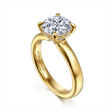 14K Yellow Gold 'Neema' Wide Band Round Natural Diamonds Engagement Ring