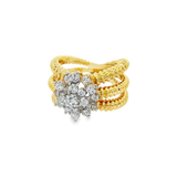 JT ESTATE 14K Two-Tone Cluster Natural Diamonds Ring