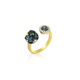 18K Yellow Gold Pear Color Change Garnet Contemporary Ring