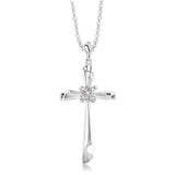 Sterling Silver Natural Diamonds Cross Pendant