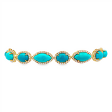 14K Yellow Gold Turquoises Tennis Bracelet