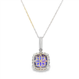 14K White Gold Tanzanite And Diamond Halo Pendant