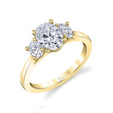 14K Yellow Gold 'Guinevere' Three Stone Oval Natural Diamonds Engagement Ring