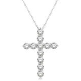 14K White Gold Natural Diamonds Cross Pendant