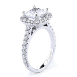 18K White Gold Halo Cushion Diamond Engagement Ring