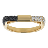 14K Yellow Gold Contemporary Black And White Diamond Ring