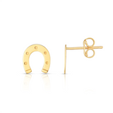 14K Yellow Gold Horseshoe Stud Earrings