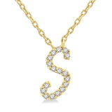 10K Yellow Gold Natural Diamonds Script Initial S Necklace