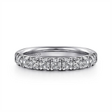 14K White Gold 11 Stone French Pavé Diamond Wedding Band