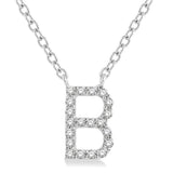 10K White Gold B Initial Diamond Necklace