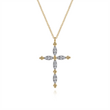 14K Yellow Gold Natural Diamonds Cross Pendant