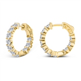 18K Yellow Gold 22Mm Round Huggie Natural Diamonds Hoop Earrings