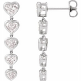 14K White Gold Heart Lab Grown Diamond Dangle Earrings