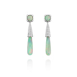 18K White Gold Opals Dangle Earrings