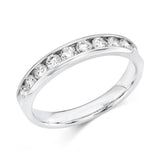 14K White Gold Straight Natural Diamonds Channel Set Band