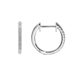 18K White Gold 12Mm Round Huggie Natural Diamonds Hoop Earrings
