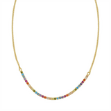 Yellow Gold Plated Rainbow Cubic Zirconia Necklace