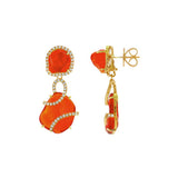 18K Yellow Gold Fire Opal And Diamond Dangle Earrings