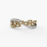 14K Yellow And White Gold Floral Natural Diamonds Band