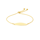 14K Yellow Gold Engravable ID Bar Bolo Adjustable Bracelet