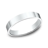 14K White Gold 3mm Flat Plain Straight Wedding Band