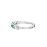18K White Gold East West Oval Emeralds Band Ring