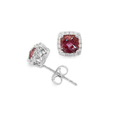 14K White Gold Lab Grown Alexandrite Halo Stud Earrings