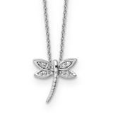 Sterling Silver Natural Diamond Dragonfly Pendant