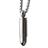 Stainless Steel Matte Memorial Bullet Pendant Necklace