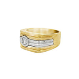 JT ESTATE 14K Yellow And White Gold Wide Band Diamonds Ring