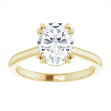14K Yellow Gold Oval Center Solitaire Engagement Ring