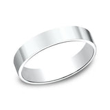 14K White Gold 4mm Flat Plain Straight Wedding Band