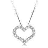 14K White Gold Heart Shape Diamond Pendant Necklace