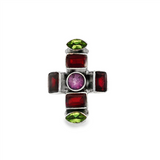 JT ESTATE Sterling Silver Multi-Colored Stones Antique Ring